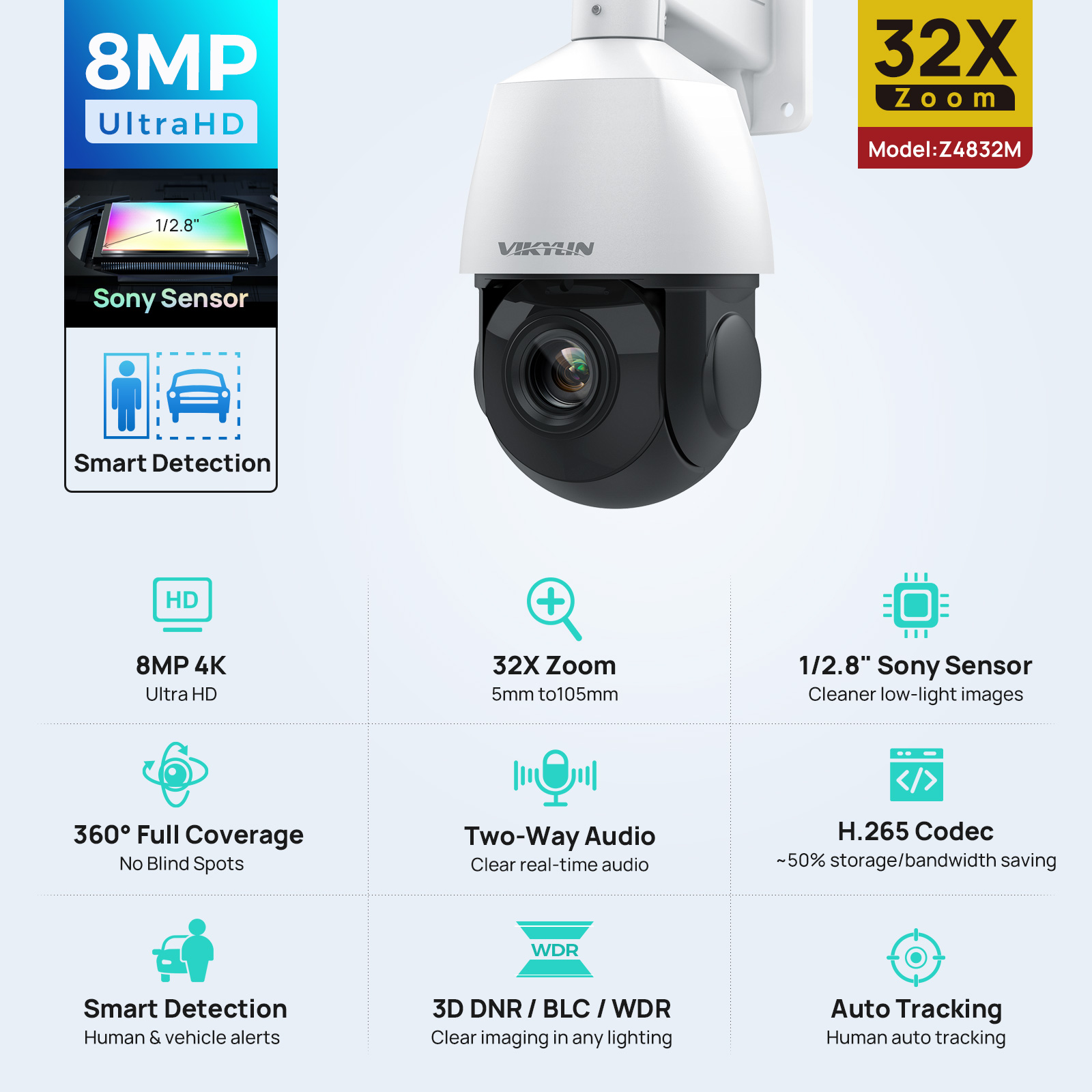 Vikylin 4K 8MP PTZ 32X Zoom 10 - Outdoor Power G Sensor review and price